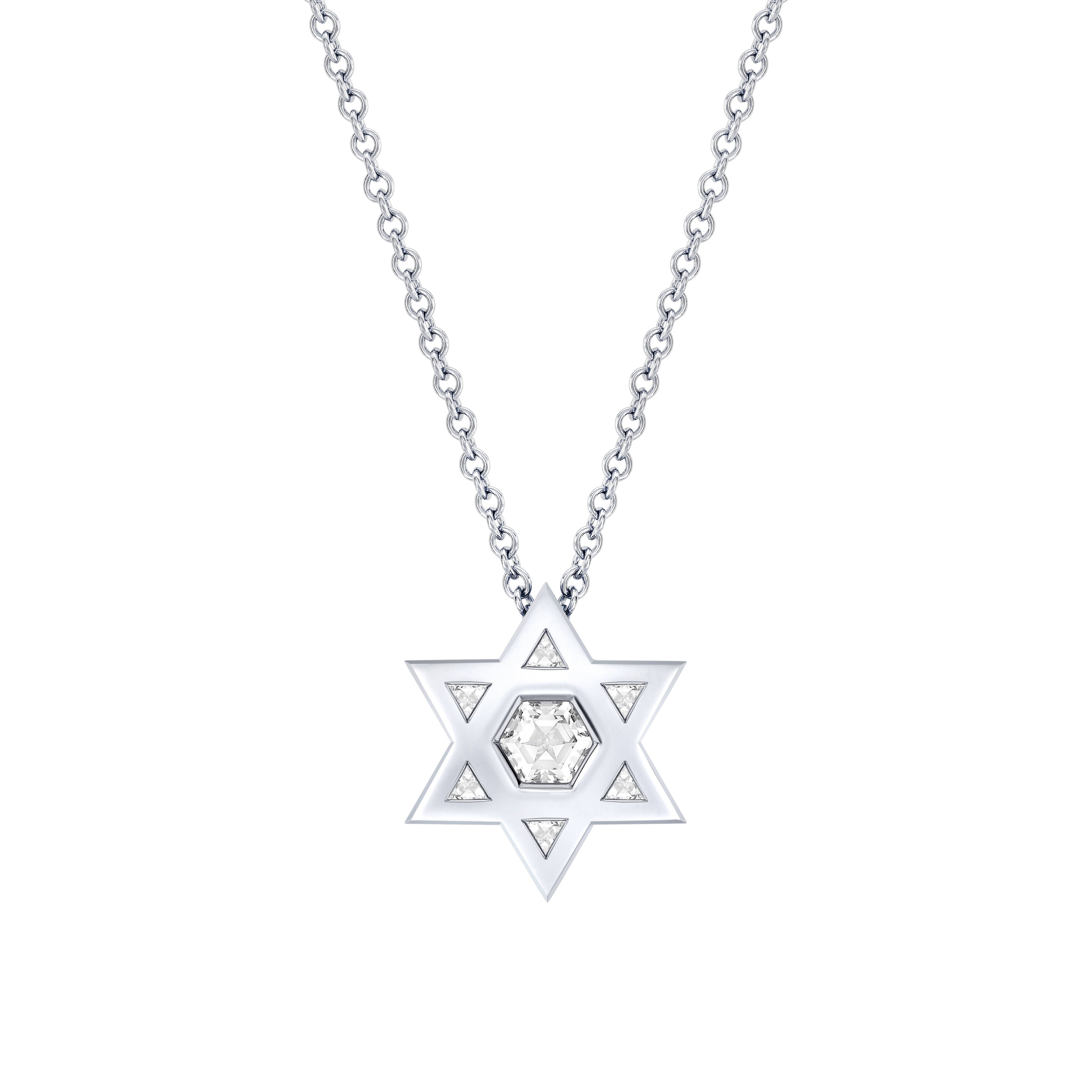 Moissanite Jewish Star Magen David Pendant Iced Necklace Silver Real 925  Silver